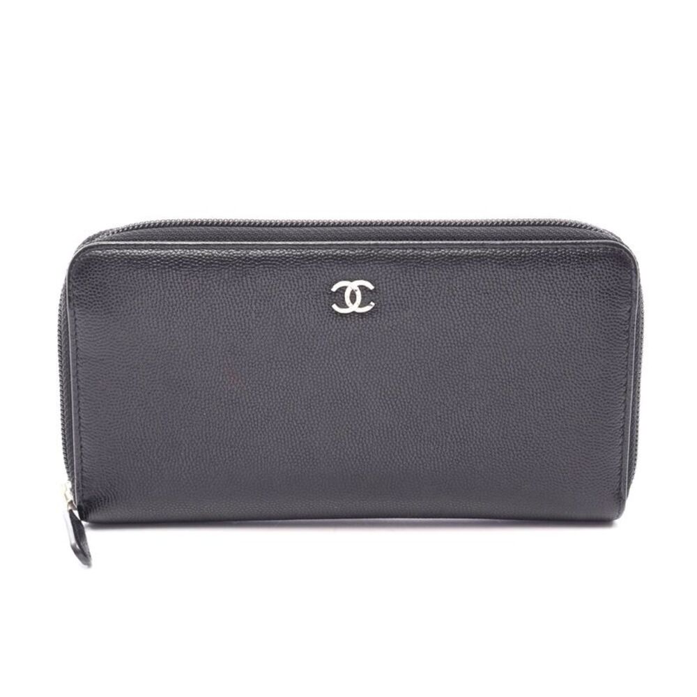 Chanel Caviar Skin Coco Mark Long Wallet